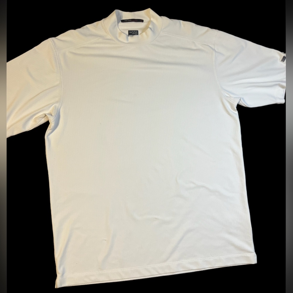 Tiger Woods Collection NikeFit Dry white shirt sleeve golf shirt size Medium